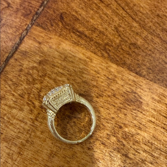 Judith Ripka Sterling Silver & 14K Gold Clad Diamonique Pave Ring - Picture 2 of 4